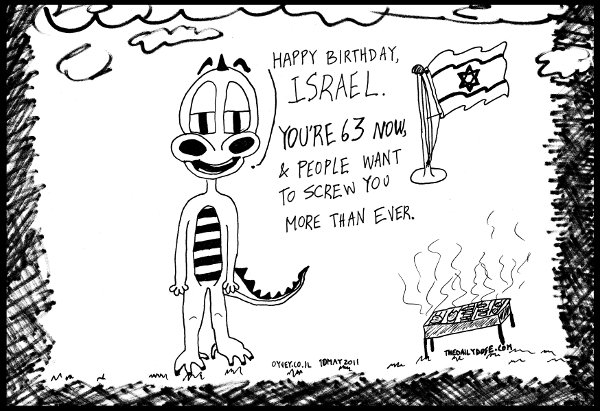 cartoon comic strip featuring happy independence day greetings , from 
laughzilla for thedailydose.harari.org
