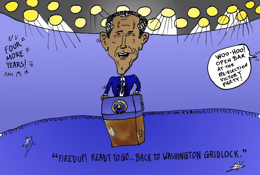 President Obama Caricature Reelection Victory Message President Obama Caricature Reelection Victory Message