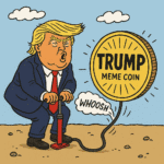President Donald Trump pumps his TRUMP meme coin